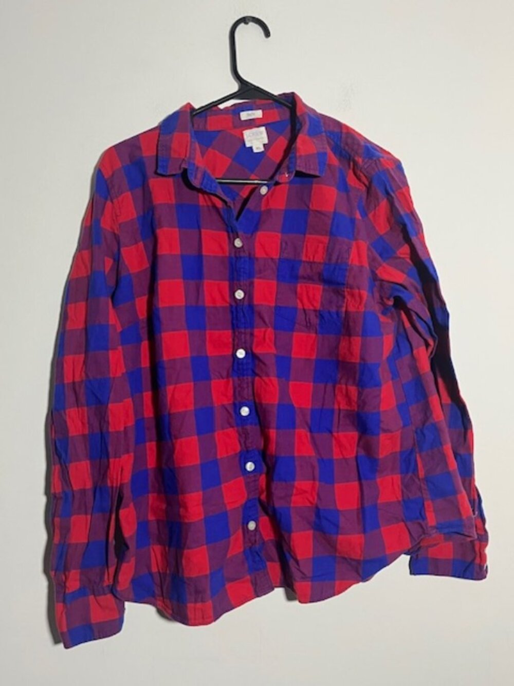 J. Crew Boy Fit Red and Blue Plaid Button Down Shirt Size XL